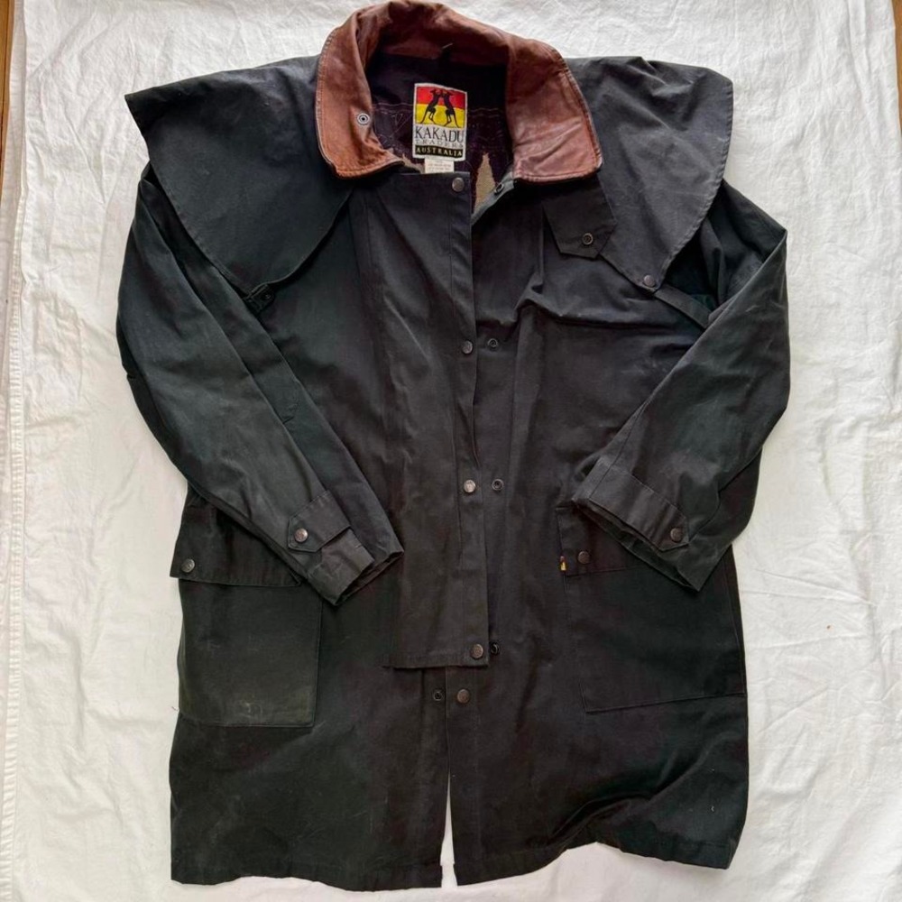 Kakadu Traders Men's Australia Green Oilskin Drover Duster Coat Sz XXL